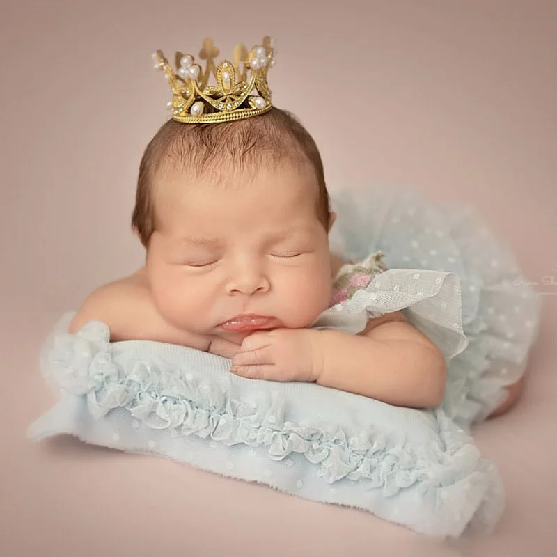 Newborn Baby Photography Props Accessories Crown Princess Studio Baby Girls Photo Prop Gold Crown Infant bebe fotografia Prop newborn family photography