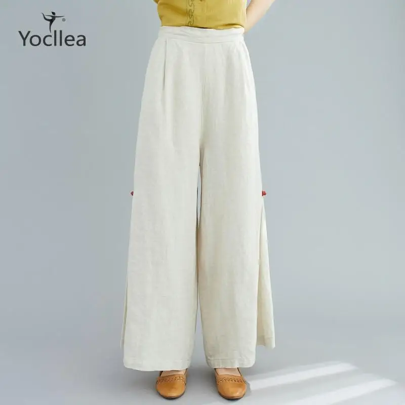 

Women Loose Pants Spring and summer wide leg pants linen solid casual plus size vintage Long trousers sweatpants