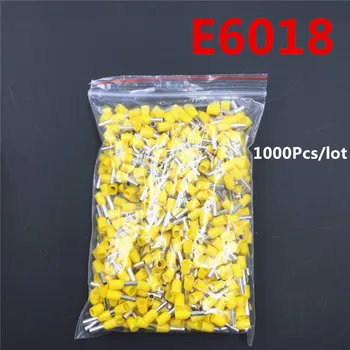 

1000Pcs E6018 Tube Insulating Insulated Terminal 6MM2 10AWG Cable Wire Connector Insulating Crimp E Black Yellow Blue Red Green