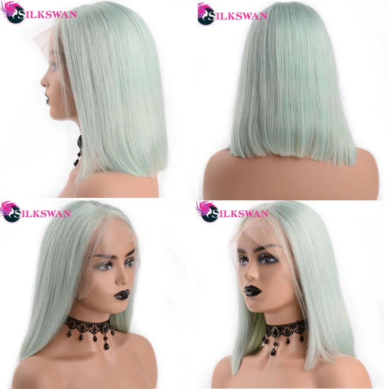 Silkswan бразильские волосы remy 13*4 Омбре цветные парики боб предварительно выщипанные кружевные передние человеческие волосы парики для женщин 180% натуральные волосы