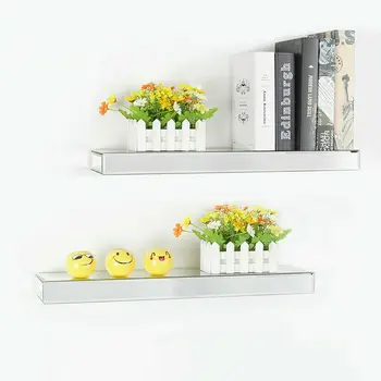 

Bathroom Shelves Mirrored Glass Floating Shelf Shelves Wall Storage Holder Display 20 To 80 CM