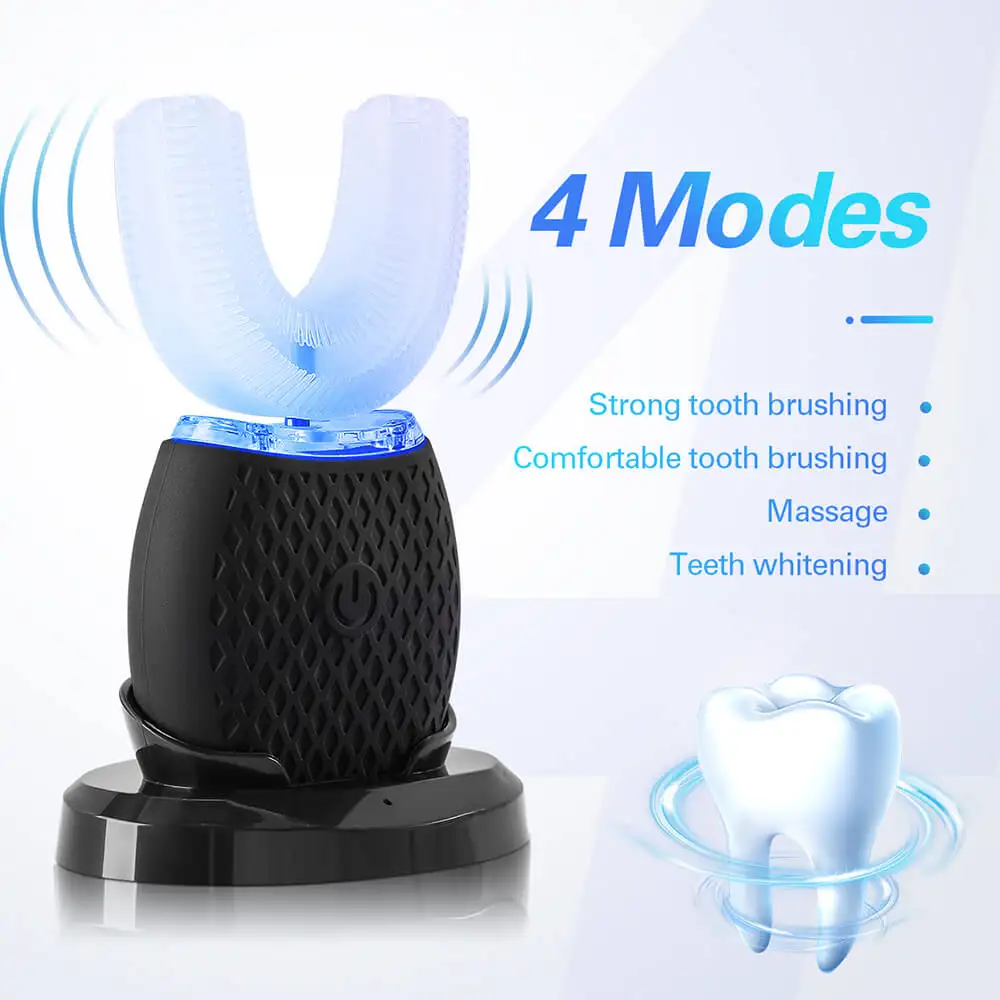 Intelligent Automatic Silicone Sonic Electric Toothbrush USB Rechargeable U-type Blue Light Teeth Whitening Toothbrush 4 Modes Intelligent Automatic Silicone Sonic Electric Toothbrush USB Rechargeable U-type Blue Light Teeth Whitening Toothbrush 4 Modes