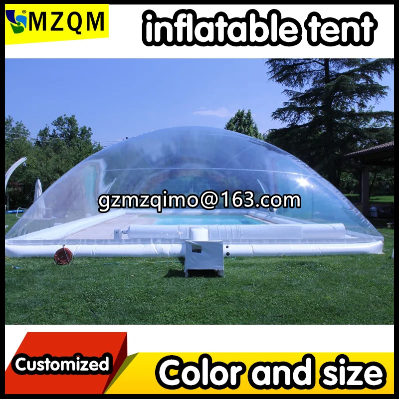 MZQM 12x6x3 м надувной бассейн купольная палатка, прозрачный бассейн с надувным покрытием палатка