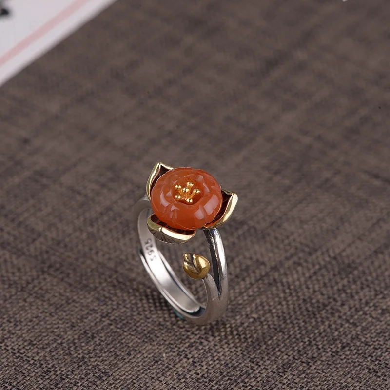 V. YA 925 пробы, серебряные кольца с цветами для женщин, винтажные серебряные кольца с красным камнем, модные ювелирные изделия