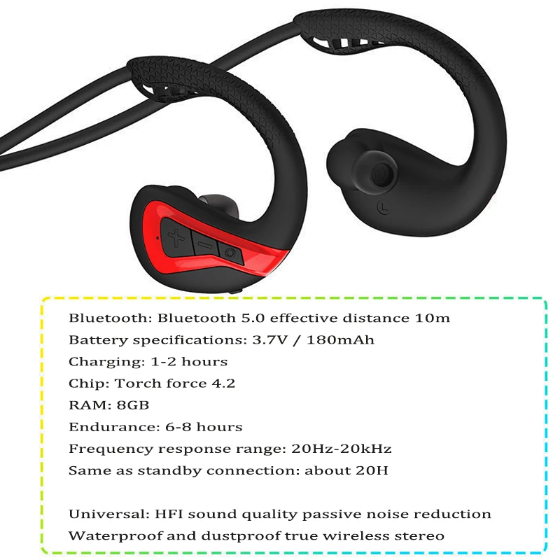 Music Players IPX8 Waterproof Swimming Bluetooth 5.0 and Mp3 Player Bone Conduction Headset Hifi Stereo Portable Usb