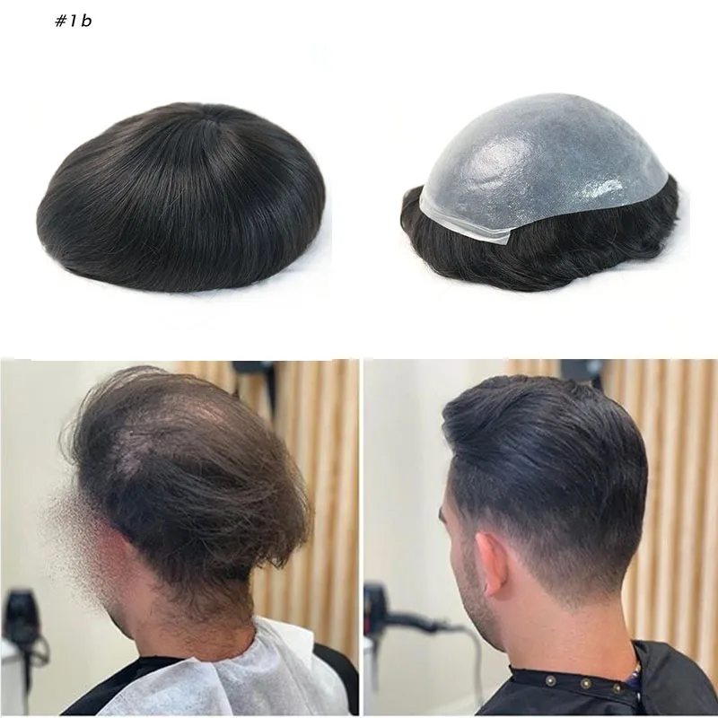 

PU Replacement System For Men Toupees Human Hair V Loop 8x10 Inches European Remy Human Hair Men's Toupee Rosa Queen