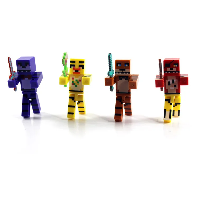 

4Pcs FNAF Five Nights At Freddy's Figure Model Assembling building blocks Toy PVC Foxy Bonnie Freddy Fazbear Toy
