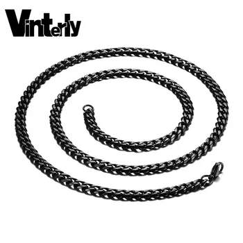 

Vinterly 7mm Wide 3 Colors Gold Black Necklace Stainless Steel Necklaces Pendant Women Men Jewelry Lobster Clasps
