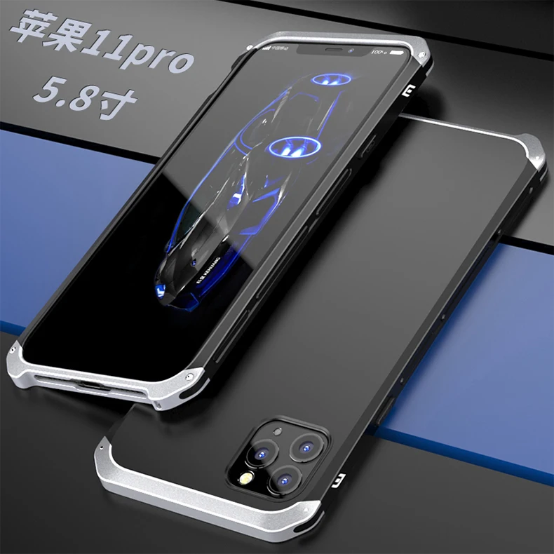 Shockproof Armor Phone Case For iPhone 13 12 Pro MAX 13 Mini 11 XS XR SE 2 8 7 6 Case Aluminum Metal Bumper Matte PC Cover Coque