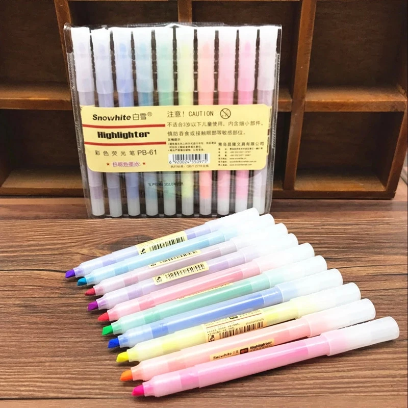 

10Pcs Fluorescent Pen Mild Liner Highlighters Color Marker Pen School Supplies