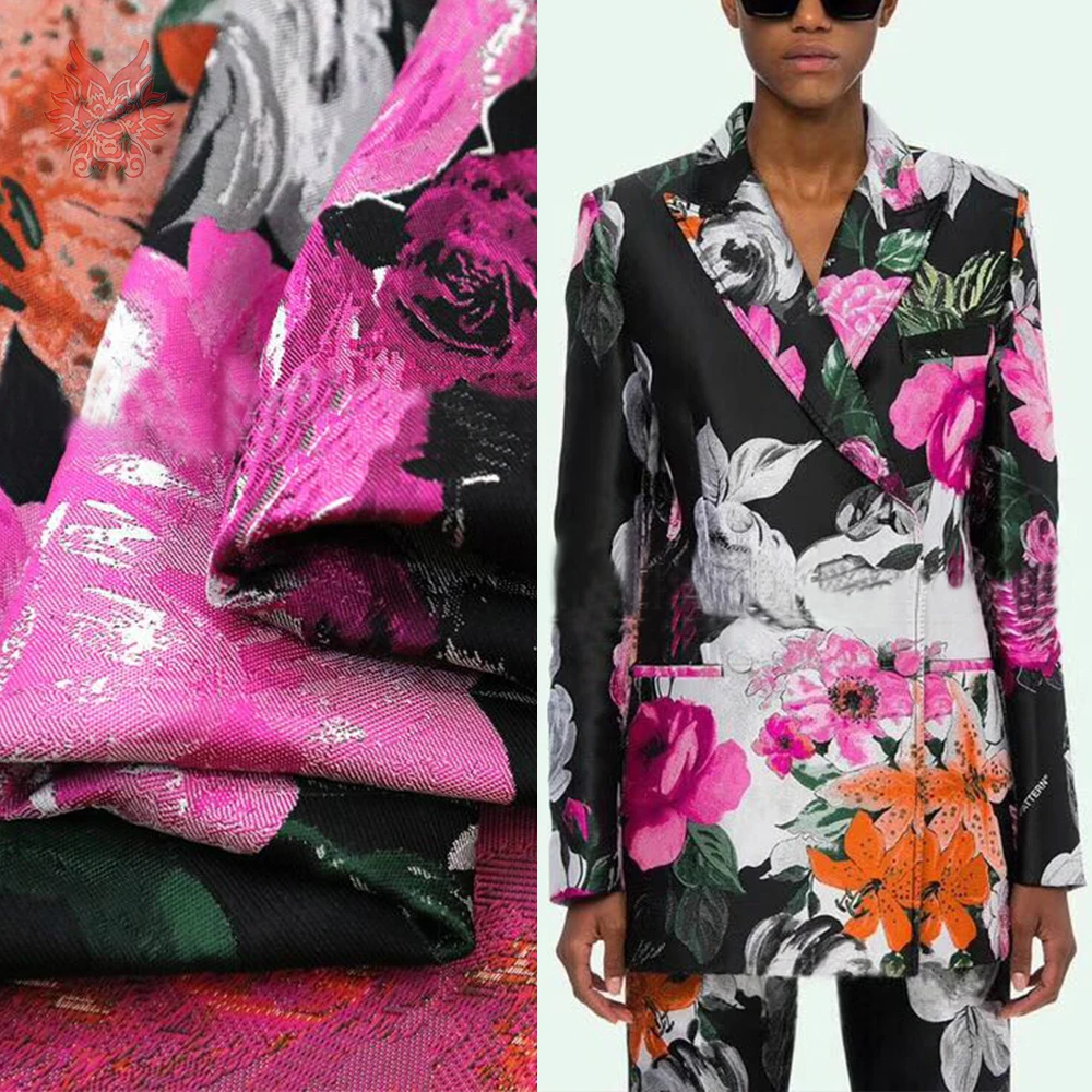 Европейский цветочный принт, окрашенная пряжа, золотой металлик, жаккардовая парча, ткань для весны и осени, Блейзер, Тренч, пальто tela tecidos SP5882
