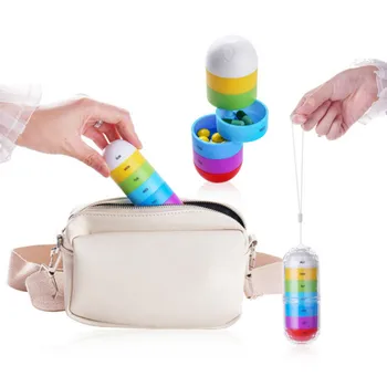 

Double-layer Mini Waterproof Sealing Pillbox Easy To Carry At Any Time Color Grain Fiber Drug Storage Box Organization