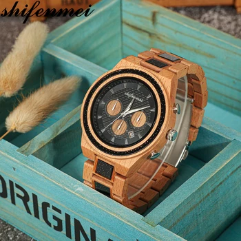 

shifenmei Men woman Wooden Watch Quartz High Quality Glitter Wristwatch Antique Vintage Fashion wood Watch men Six needles