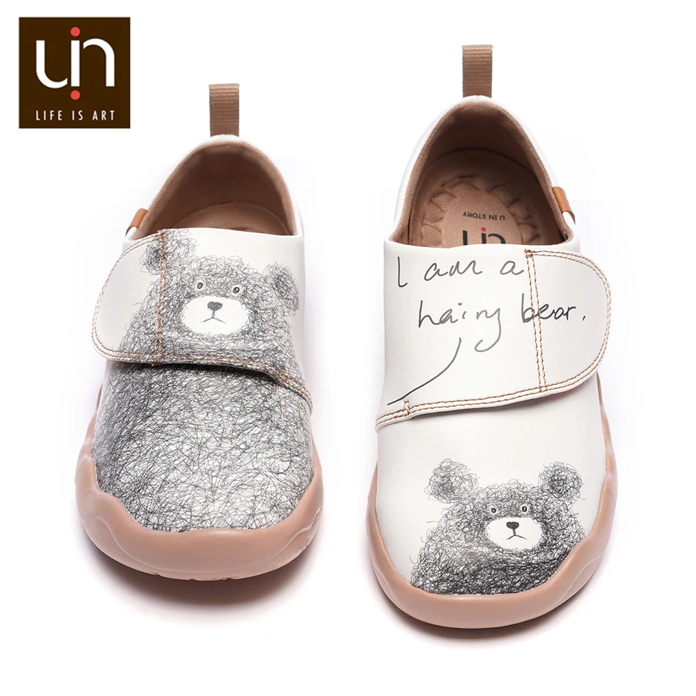 UIN baby Bear Design детская повседневная обувь из микрофибры белые кроссовки для мальчиков и девочек модная удобная