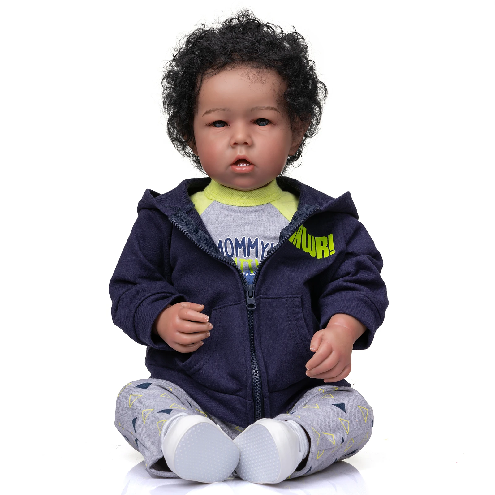 NPK 50CM Liam Bebe Doll Reborn Baby in Blak Skin Boy Doll Africn 
