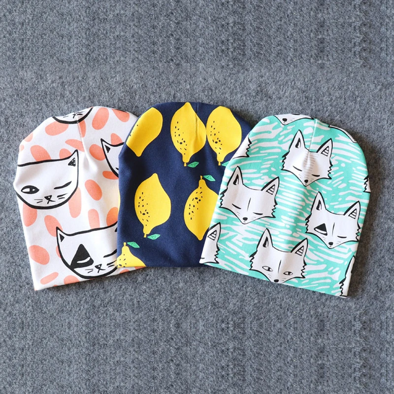 Baby Winter Hats Printting Baby Caps Winter For Boys Girls Cute Animal Photography Props Infant Kids Fruit Hat Hair Accessories
