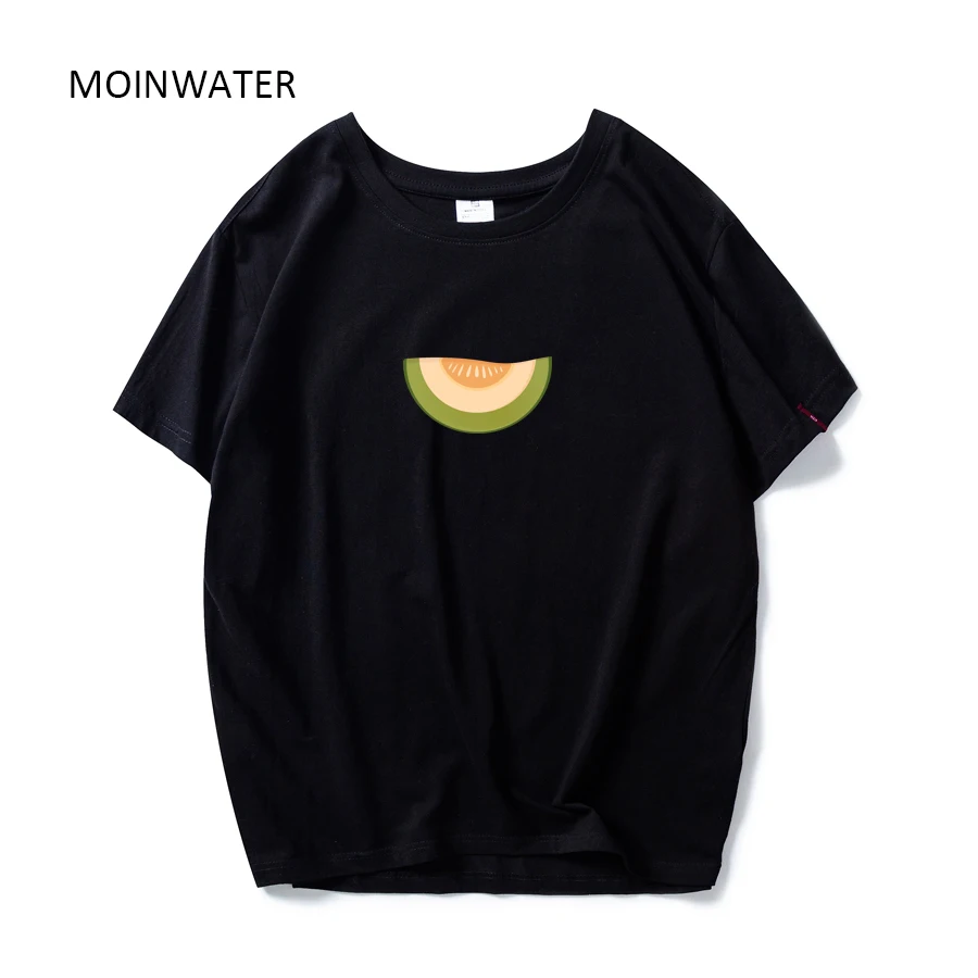 MOINWATER новые женские модные футболки женские хлопковые белые черные футболки и топы с фруктовым принтом женская уличная Повседневная футболка MT1997