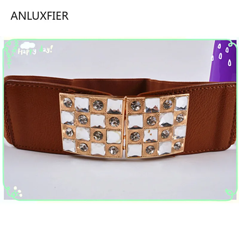 

Женский эластичный пояс H9871 5 см, корейский декоративный пояс Стразы со стразами, женский модный Повседневный Пояс высокого качества