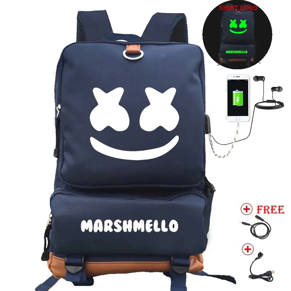 DJ Marshmallow рюкзак школьные рюкзаки для мальчиков и девочек студенческие сумки USB многофункциональная Дорожная сумка на молнии сумка для ноутбука - Цвет: style2