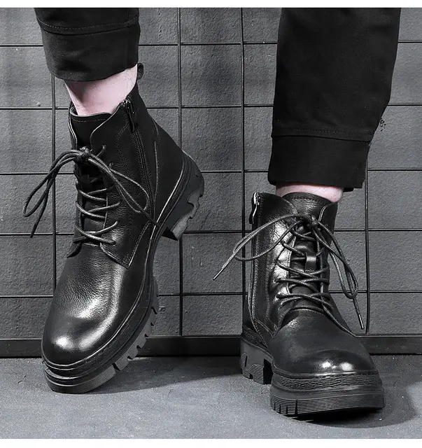 Ankle Boots Man Winter Leather 