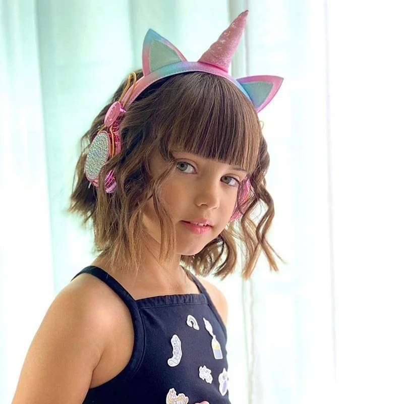 Cartoon Unicorn Wired Headphone Girls Daughter Music Stereo Earphone Computer Phone Headset Kids Gift Cute Unicorn With Mic