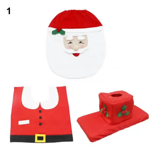 Santa Claus 3 шт. Рождественский Санта снеговик олень ванная комната сиденье для унитаза крышка бака колпачок коврик Декор унитаз крышка набор ванная комната Декор Рождество - Цвет: Santa Claus