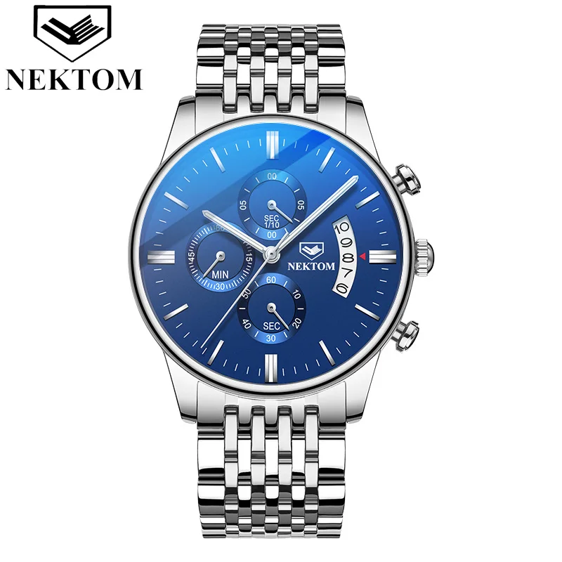 C8 NEKTOM Relogio Masculino мужские часы хронограф светящийся мужской модный Повседневный Топ бренд класса люкс из нержавеющей стали наручные часы - Цвет: C8