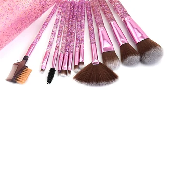 

12pcs/Set Shiny Makeup Brushes Foundation Loose Powder Brush Eyeshadow Eyelash Fan Brush Cosmetic Brush Kit H1