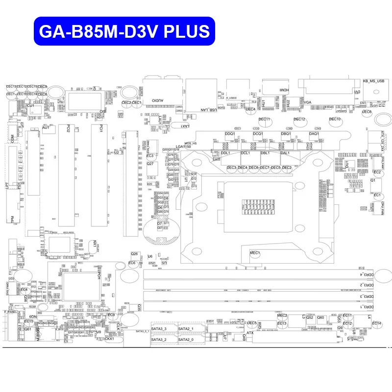 GIGABYTE GA-B85M-D3V Plus с процессором i5 4460 настольная материнская плата B85 Socket LGA 1150 DDR3 32G Оригинальная Отремонтированная материнская плата