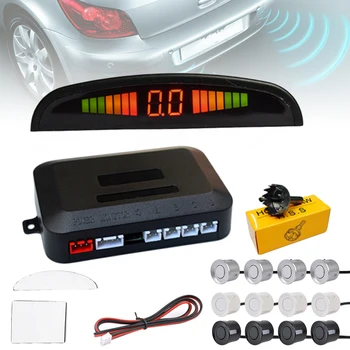 

Car Parking Sensor Buzzer Parktronic Display 4 Sensors Reverse Backup Assistance Radar Detector Auto LED Light Monitor System