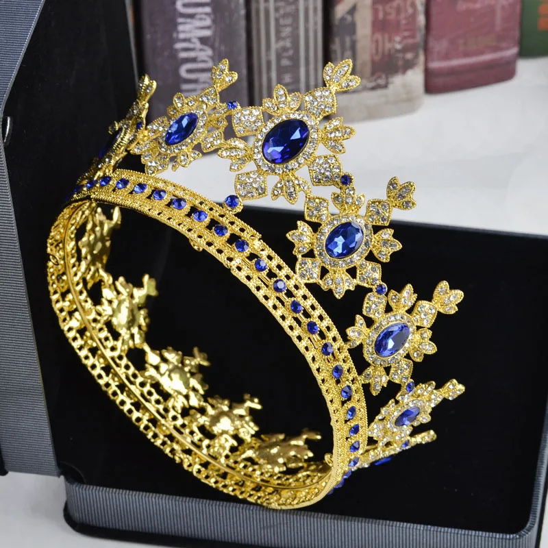 Дизайн зеленый синий красный белый Кристалл Золото Металл Круглый диадема корона для королевы невесты Noiva Свадебные украшения для волос