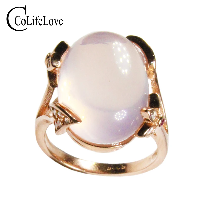 Кольцо из серебра 925 пробы с розовым кварцем 12 х16 мм|ring 12|ring fashionring solid |