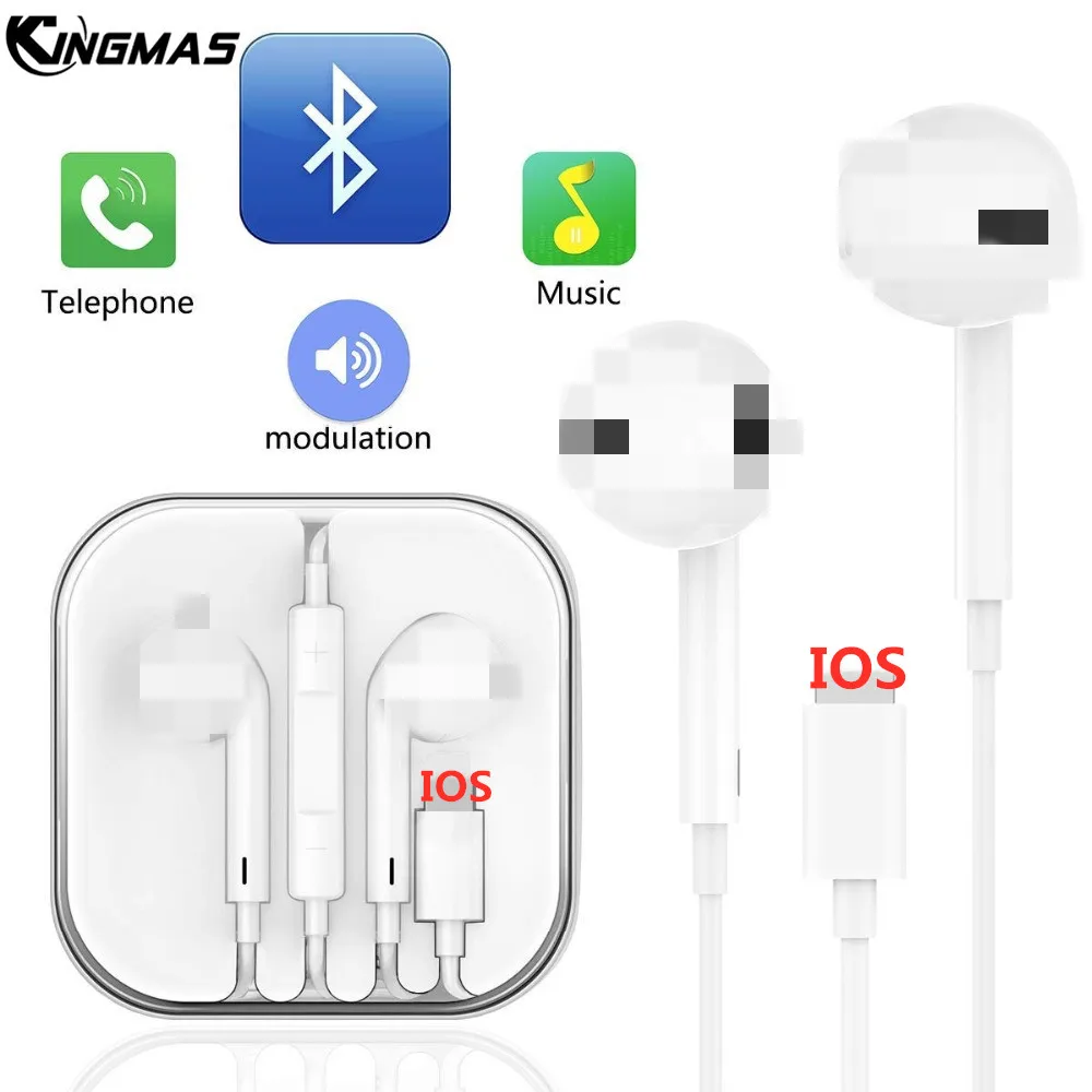 Bluetooth Проводные Наушники для iPhone 8 Plus в ухо стерео с затычки уши микрофона Apple 7 X XR XS