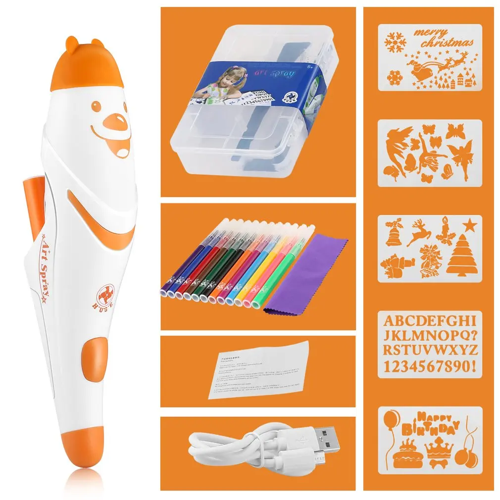 Creative Electric Spray Art Pen Airbrush Marker Set Watercolor Paint Pen Magic Pen Coloured Markers Childrens Kids Toy Gift