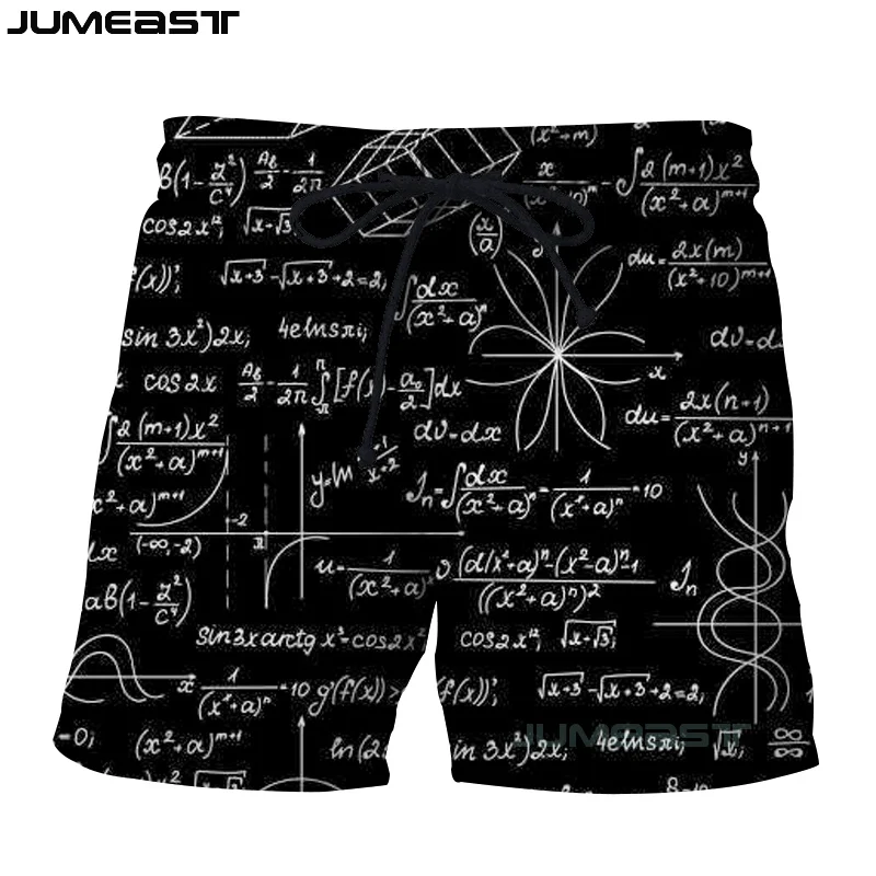Бренд Jumeast мужские/женские шорты с 3D принтом математической формулы, новые быстросохнущие пляжные повседневные спортивные штаны, короткие штаны - Цвет: 10