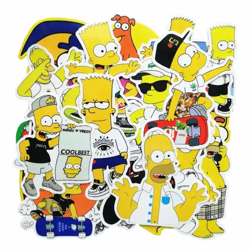 Lote De 25 Unidades De Pegatinas Divertidas De Grafiti De Dibujos Animados De Simpsons Para Moto Coche Y Maleta Geniales Pegatinas Para Ordenador Portatil Pegatinas Para Monopatin Para Ninos Aliexpress