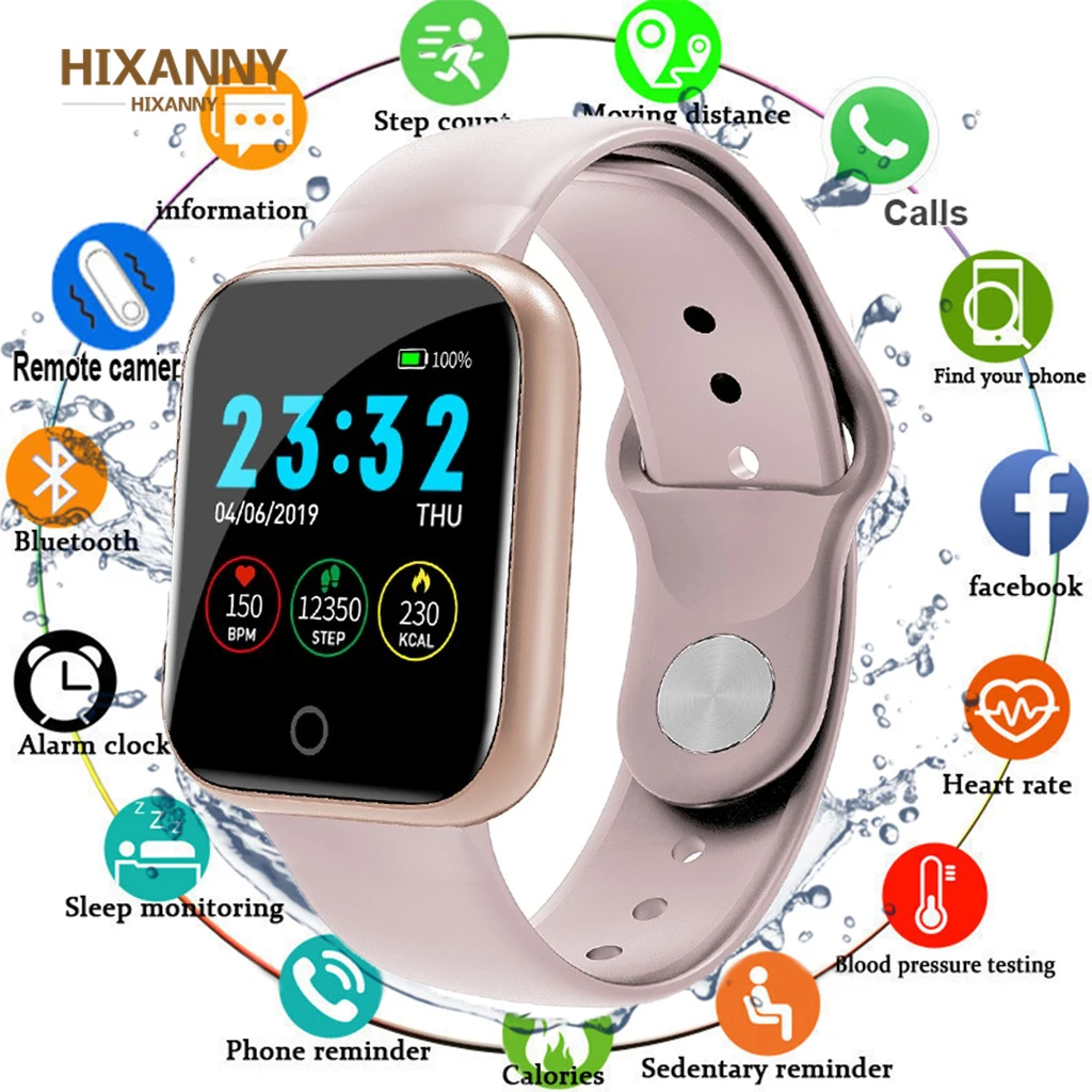 

Pink Women Girl Smart Watch Sport Fitness Tracker Heart Rate Monitor Blood Pressure Measurement Smartwatch Men IP67 Waterproof