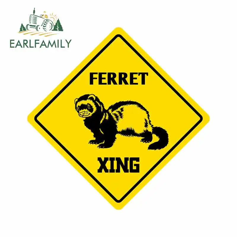 

EARLFAMILY 13cm x 13cm for Ferret Crossing Sign Funny Car Stickers RV VAN DIY Fine Decal Vinyl JDM Bumper Trunk Truck Graphics