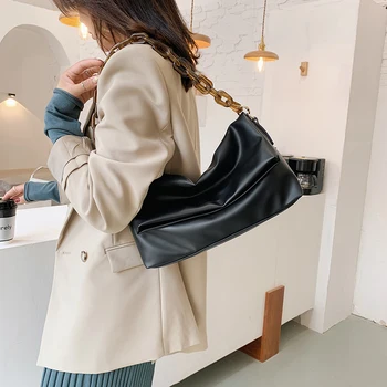 

Thick Chain PU Leather Shoulder Bags for Women 2020 Crossbody Handbags and Purses Female Travel Luxury Trending Cross Body Bag