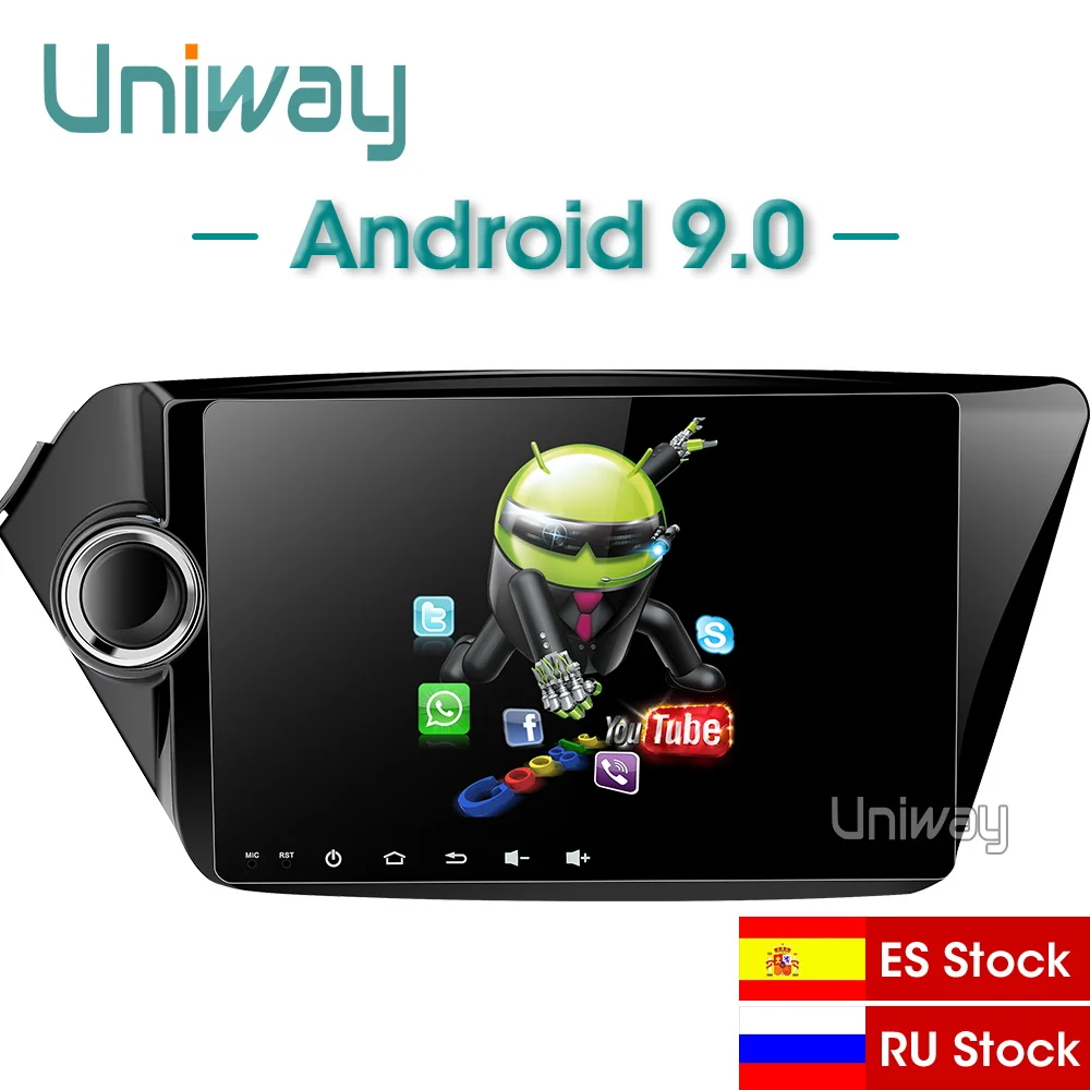 Clearance AK29071 uniway android 9.0 car dvd for kia rio k2 2012 2013 2015 2016 car radio sterao gps navigation 2