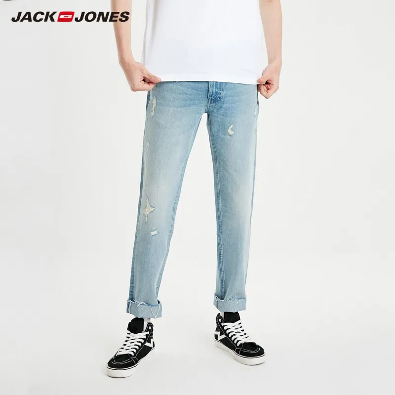 JackJones мужские повседневные Прямые облегающие укороченные джинсы мужская одежда