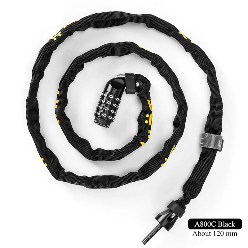 A800C Black ULAC велосипедная цепь Противоугонный замок Велоспорт MTB дорожный велосипед ультра-светильник портативный замок Блокировка паролем велосипедный безопасность стабильные аксессуары - Цвет: A800C Black