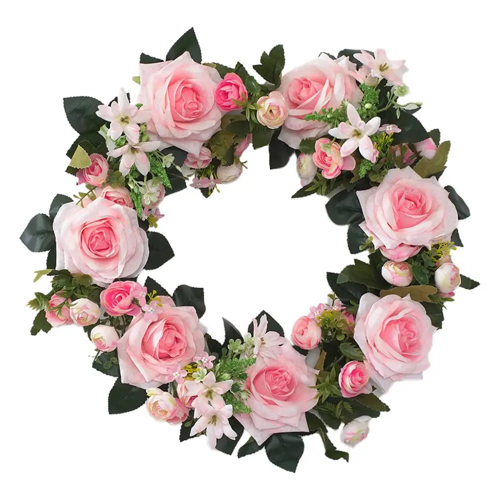 

Artificial Rose Flower Wreath Door Threshold Decor Ornament Showcase Garland