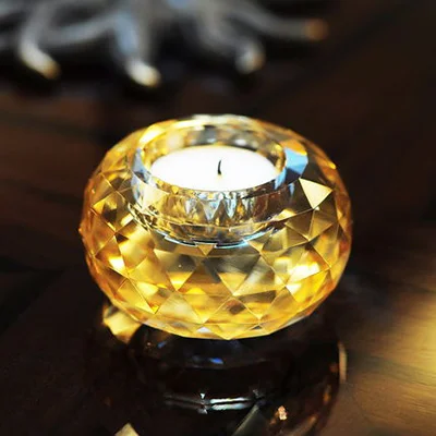Champagne 6X6X4CM Золотой Европейский хрустальный стеклянный подсвечник, светящиеся глобусы, хрустальные центральные свадебные подсвечники, праздничные канделябры LLC036 - Цвет: Champagne 6X6X4CM