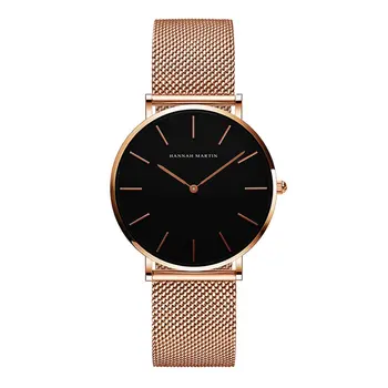 

Trendy Fashion Women Watch Stainless Steel Mesh Strap Quartz Watch Round Dial Waterproof Simple Casual Wristwatch 2019