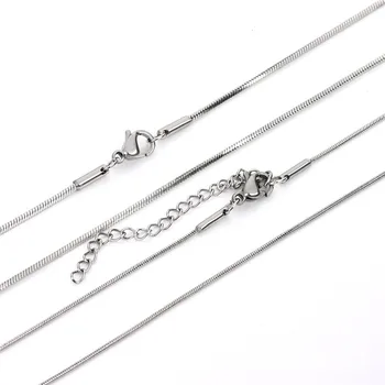 

5PCS/lot Stainless Steel Necklace Chain Choker Parts Jewelry DIY Findings Lobster Clasp Connector Round Square Necklace Chains