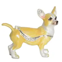 Собака породы чихуахуа шкатулка для бижутерии кольцо Органайзер фигурка животного оловяное украшение новинка подарок с домашним любимцем старинное украшение