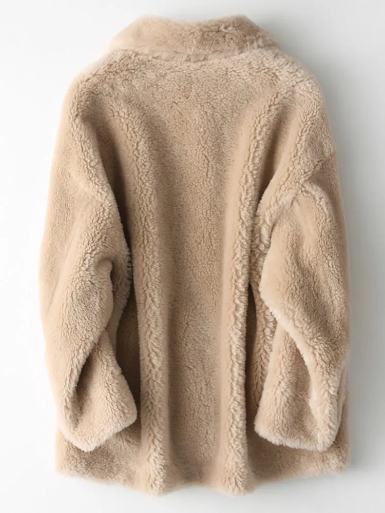 

Пальто из натуральной овечьей шерсти, Женское зимнее пальто, 2020, 300% шерсть, с замшевой подкладкой, Корейская куртка