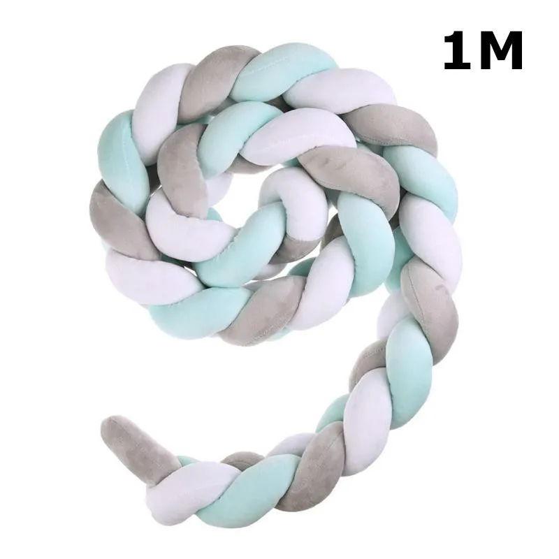 1 M/2 M/3 M Lengte Pasgeboren бампер для детской кроватки чистый Weven Pluche Knoop бампер для детской кроватки защита для детской комнаты - Цвет: 1M Multicolor2