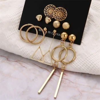 

New Love Hollow Earring Frosted Geometric Figure Tassel Earrings Set For Women Brincos Earring Fashion Jewelry